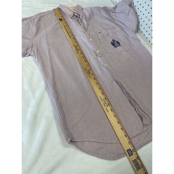 Shore Club Mens Pale Pink Blue Stripes Button Down Shirt Size M Short Sleeve - Picture 9 of 12